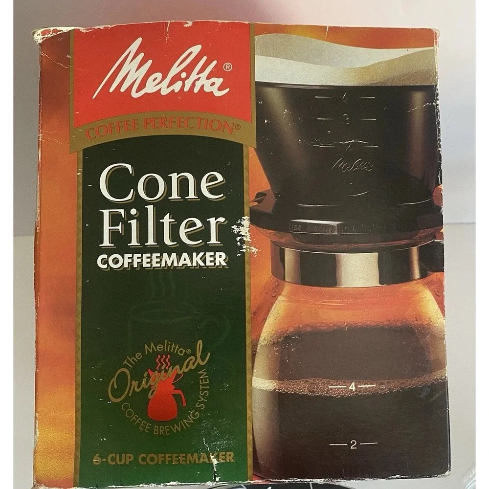 Vintage 90s Melitta 36 oz. Pour Over Coffee Brewer Black NOS 6 Cup Model CM-6/4‎